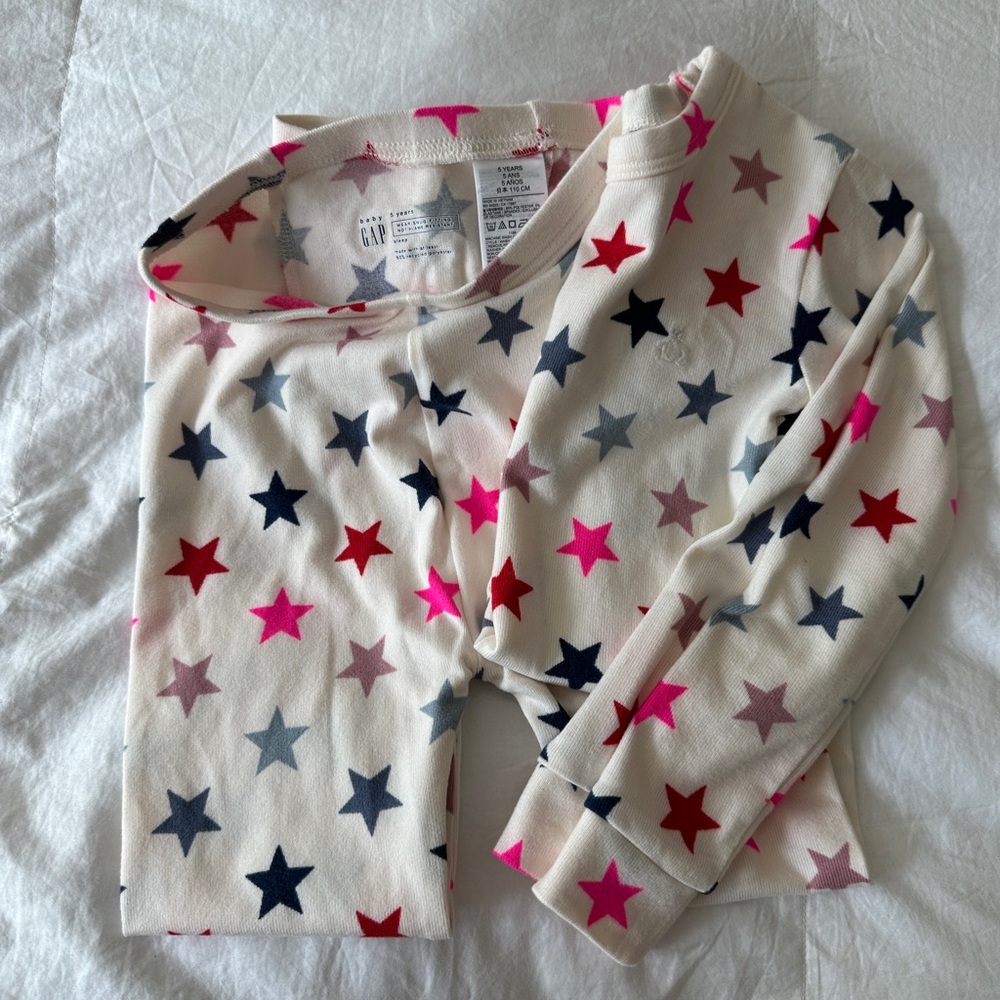 Baby GAP Starry Night Pajama Set - Pink, Blue, Gray on Cream